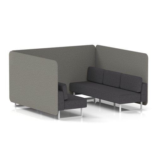 Brixworth 6 Seater Bench Booth With White Legs In X2 Fabric - Number Panels And Arithmetic Sofa