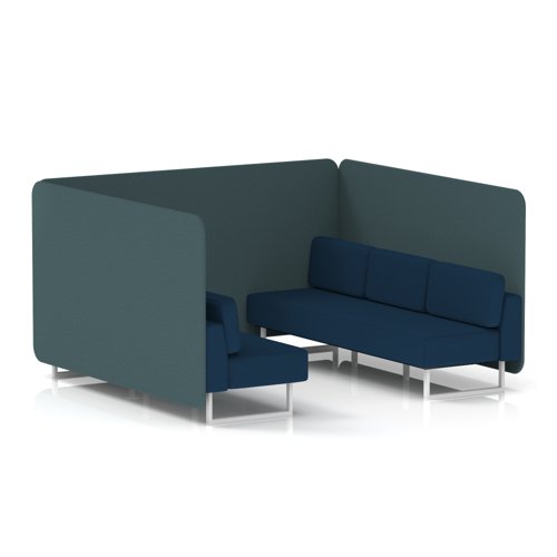 Brixworth 6 Seater Bench Booth With White Legs In X2 Fabric - Polygon Panels And Calculus Sofa