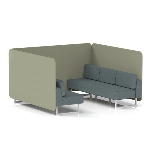 Brixworth 6 Seater Bench Booth With White Legs In Main Line Flax Fabric - Newbury Panels And Westminster Sofa