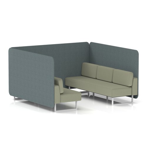 Brixworth 6 Seater Bench Booth With White Legs In Main Line Flax Fabric - Westminster Panels And Newbury Sofa