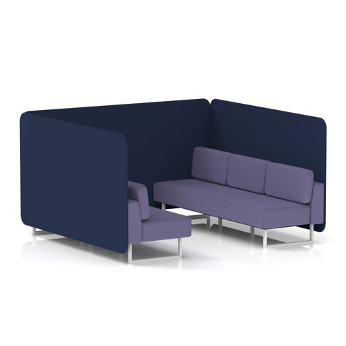 Brixworth 6 Seater Bench Booth With White Legs In Synergy Fabric - Alike Panels And Order Sofa