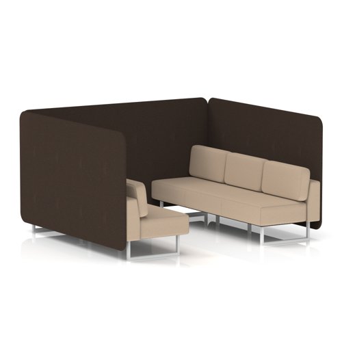 Brixworth 6 Seater Bench Booth With White Legs In Synergy Fabric - Wed Panels And Affix Sofa