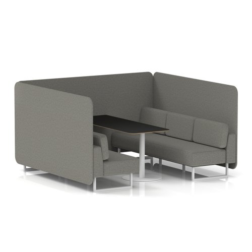 Brixworth 6 Seater Bench Booth With White Legs And Black Table With White Leg In X2 Fabric - Number Panels And Sofa