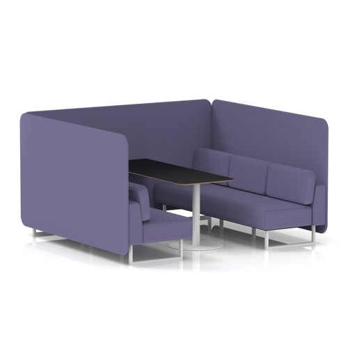 Brixworth 6 Seater Bench Booth With White Legs And Black Table With White Leg In Synergy Fabric - Order Panels And Sofa