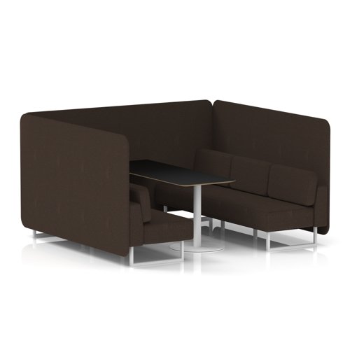 Brixworth 6 Seater Bench Booth With White Legs And Black Table With White Leg In Synergy Fabric - Wed Panels And Sofa