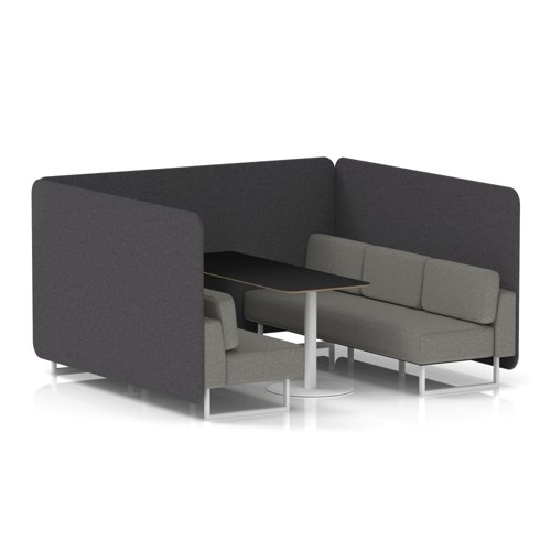 Brixworth 6 Seater Bench Booth With White Legs And Black Table With White Leg In X2 Fabric - Arithmetic Panels And Number Sofa