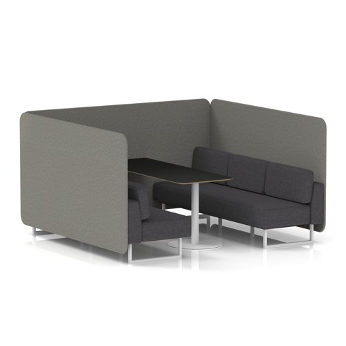 Brixworth 6 Seater Bench Booth With White Legs And Black Table With White Leg In X2 Fabric - Number Panels And Arithmetic Sofa