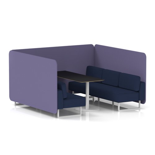 Brixworth 6 Seater Bench Booth With White Legs And Black Table With White Leg In Synergy Fabric - Order Panels And Alike Sofa