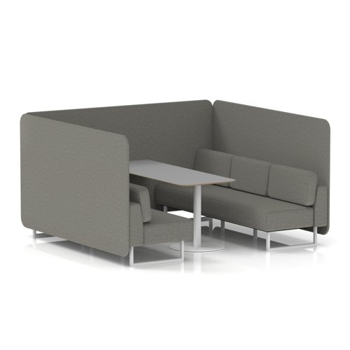 Brixworth 6 Seater Bench Booth With White Legs And Grey Table With White Leg In X2 Fabric - Number Panels And Sofa