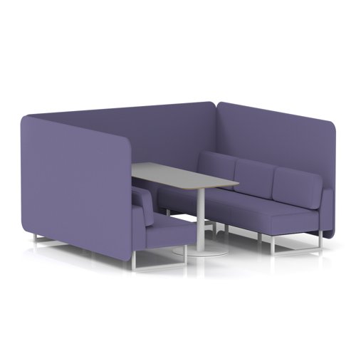 Brixworth 6 Seater Bench Booth With White Legs And Grey Table With White Leg In Synergy Fabric - Order Panels And Sofa