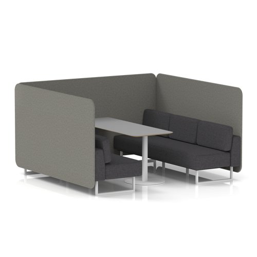 Brixworth 6 Seater Bench Booth With White Legs And Grey Table With White Leg In X2 Fabric - Number Panels And Arithmetic Sofa