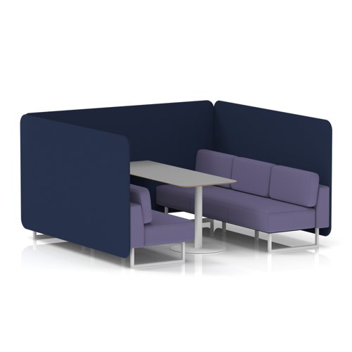 Brixworth 6 Seater Bench Booth With White Legs And Grey Table With White Leg In Synergy Fabric - Alike Panels And Order Sofa