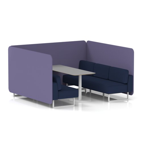 Brixworth 6 Seater Bench Booth With White Legs And Grey Table With White Leg In Synergy Fabric - Order Panels And Alike Sofa