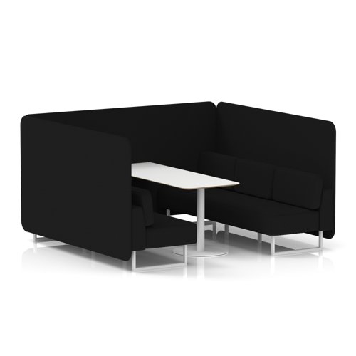 Brixworth 6 Seater Bench Booth With White Legs And White Table With White Leg In X2 Fabric - Diameter Panels And Sofa