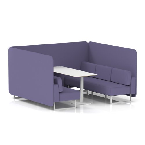 Brixworth 6 Seater Bench Booth With White Legs And White Table With White Leg In Synergy Fabric - Order Panels And Sofa