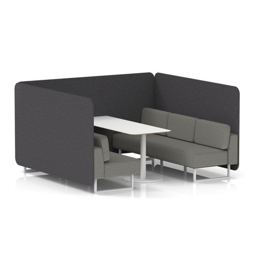 Brixworth 6 Seater Bench Booth With White Legs And White Table With White Leg In X2 Fabric - Arithmetic Panels And Number Sofa