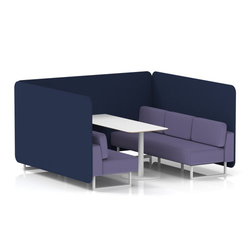 Brixworth 6 Seater Bench Booth With White Legs And White Table With White Leg In Synergy Fabric - Alike Panels And Order Sofa