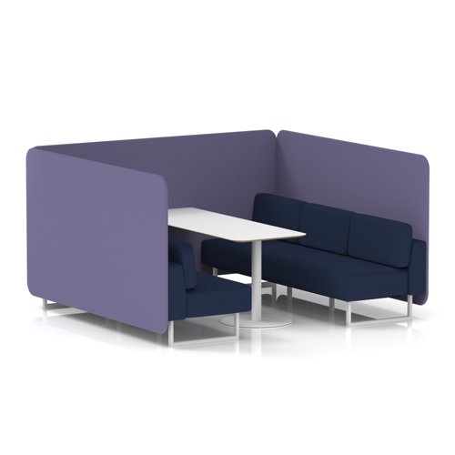 Brixworth 6 Seater Bench Booth With White Legs And White Table With White Leg In Synergy Fabric - Order Panels And Alike Sofa