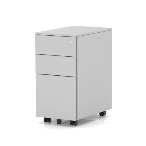 Base Slimline Mobile Steel Pedestal 3 Drawer Silver