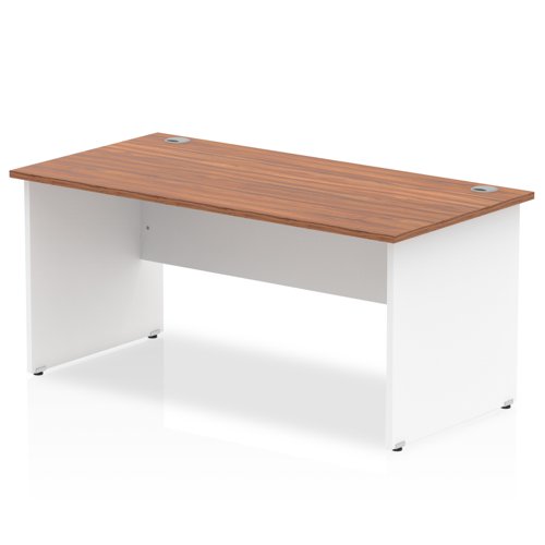 Impulse 1600 x 800mm Straight Office Desk Walnut Top White Panel End Leg