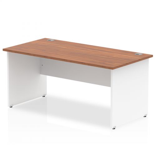 Impulse Panel End 1800 Rectangle Desk Walnut Top White Panels