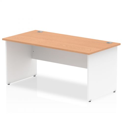 Impulse Panel End 1800 Rectangle Desk Oak Top White Panels