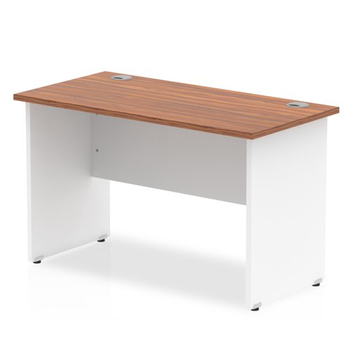Impulse 1000 x 600mm Straight Office Desk Walnut Top White Panel End Leg