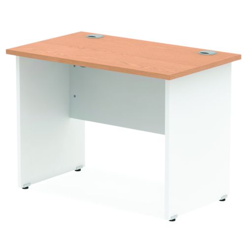 Impulse Panel End 1000/600 Rectangle Desk Oak Top White Panels