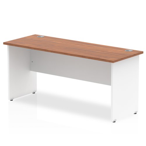 Impulse 1600 x 600mm Straight Office Desk Walnut Top White Panel End Leg