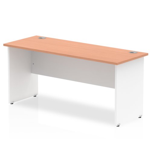 Impulse Straight Office Desk W1600 x D600 x H730mm Panel End Leg Beech Finish White Frame - TT000099