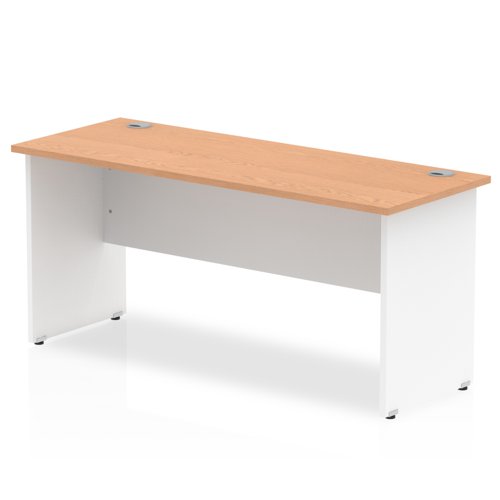Impulse 1600 x 600mm Straight Office Desk Oak Top White Panel End Leg