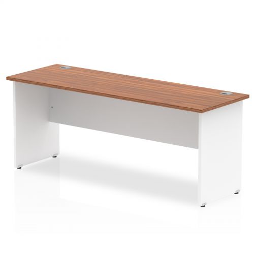 Impulse Panel End 1800/600 Rectangle Desk Walnut Top White Panels
