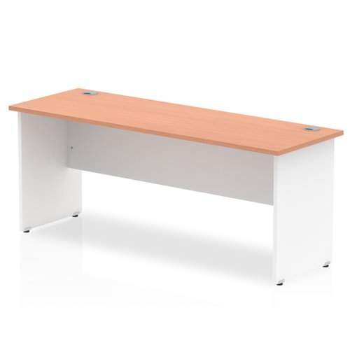 Impulse 1800 x 600mm Straight Office Desk Beech Top White Panel End Leg