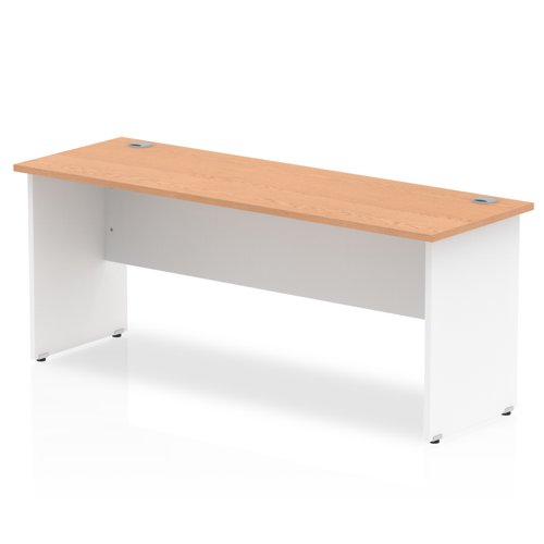 Impulse Straight Office Desk W1800 x D600 x H730mm Panel End Leg Oak Finish White Frame - TT000107 Dynamic