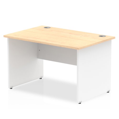 Impulse Straight Office Desk W1200 x D800 x H730mm Panel End Leg Maple Finish White Frame  - TT000109