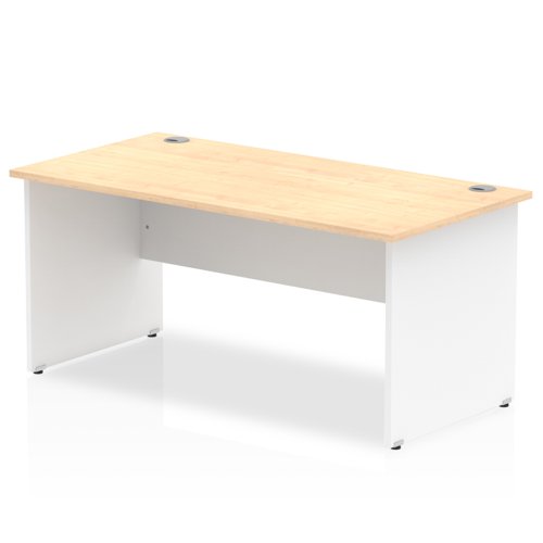 Impulse Straight Office Desk W1800 x D800 x H730mm Panel End Leg Maple Finish White Frame  - TT000112 Dynamic