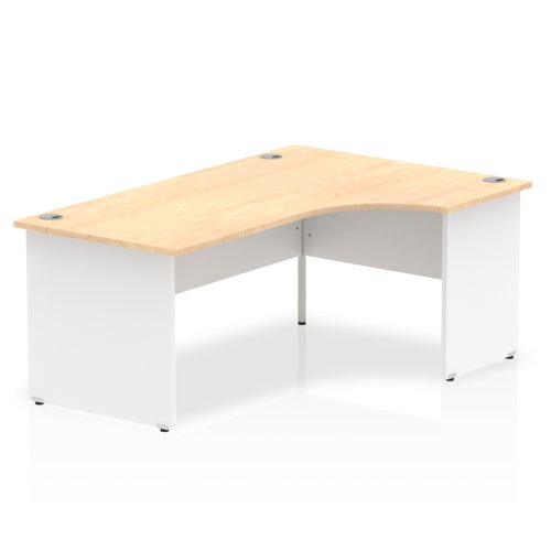 Impulse 1800mm Right Crescent Office Desk Maple Top White Panel End Leg