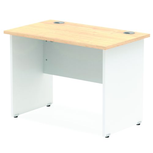 Impulse Panel End 1000/600 Rectangle Desk Maple Top White Panels