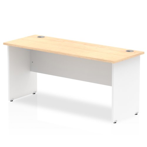 Impulse Straight Office Desk W1600 x D600 x H730mm Panel End Leg Maple Finish White Frame  - TT000125 Dynamic