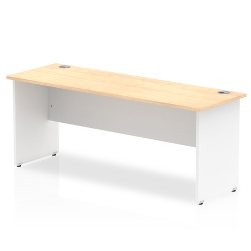 Impulse Straight Office Desk W1800 x D600 x H730mm Panel End Leg Maple Finish White Frame  - TT000126 Dynamic