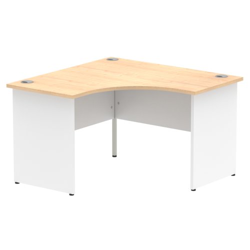 Impulse Corner Office Desk W1200 x D1200 x H730mm Panel End Leg Maple Finish White Frame - TT000128 Dynamic