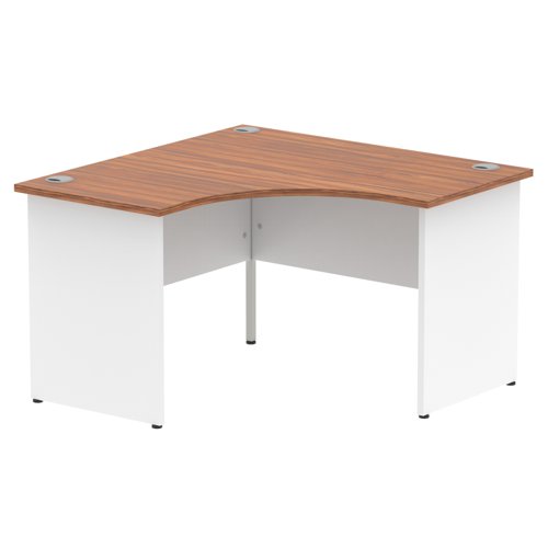 Impulse 1200mm Corner Office Desk Walnut Top White Panel End Leg