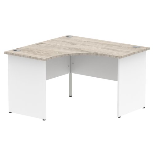 Impulse 1200mm Corner Office Desk Grey Oak Top White Panel End Leg