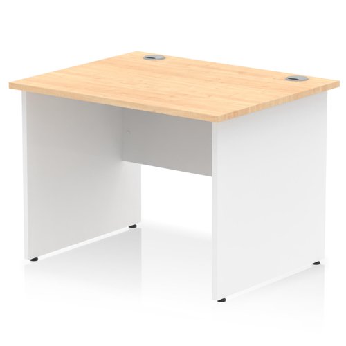 Impulse 1000 x 800mm Straight Office Desk Maple Top White Panel End Leg