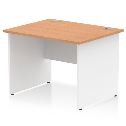 Impulse 1000 x 800mm Straight Office Desk Oak Top White Panel End Leg