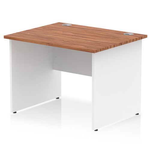 Impulse 1000 x 800mm Straight Office Desk Walnut Top White Panel End Leg