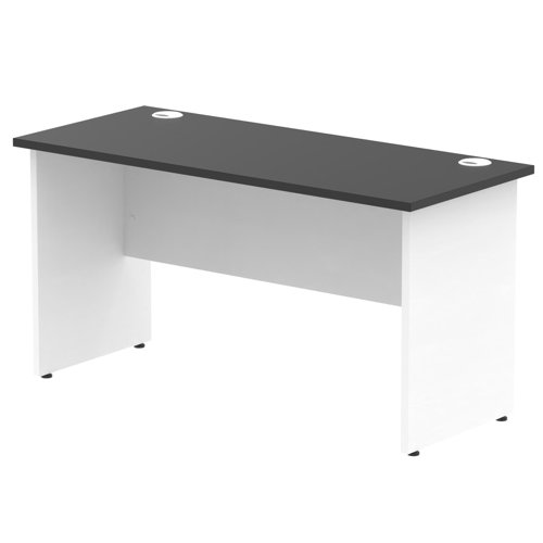 Impulse 1400 x 600mm Straight Office Desk Black Top White Panel End Leg
