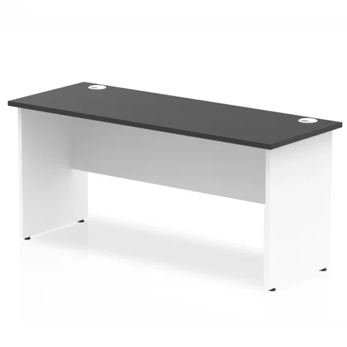 Impulse 1600 x 600mm Straight Office Desk Black Top White Panel End Leg