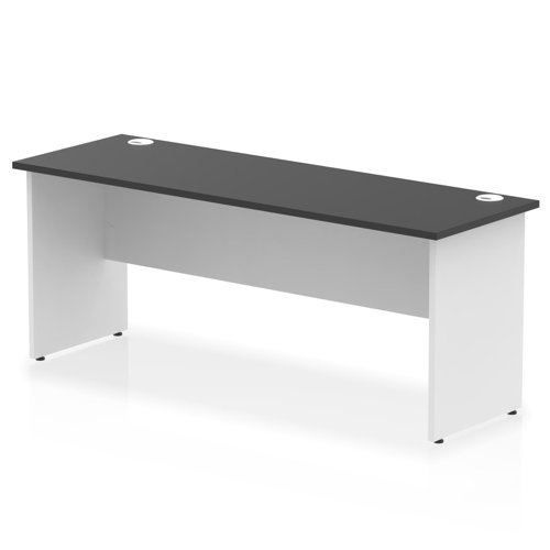 Impulse 1800 x 600mm Straight Office Desk Black Top White Panel End Leg