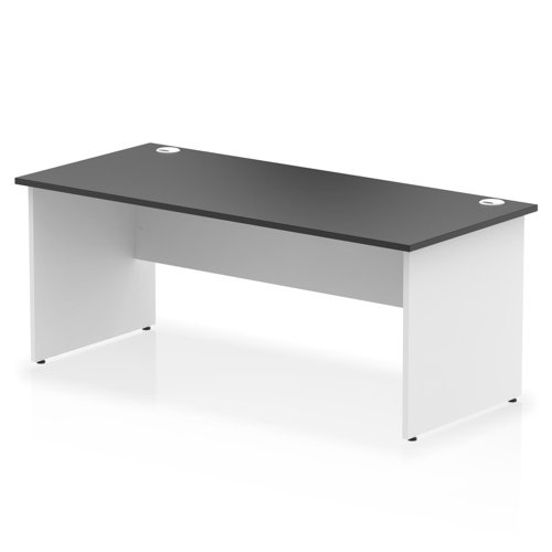 Impulse 1800 x 800mm Straight Office Desk Black Top White Panel End Leg